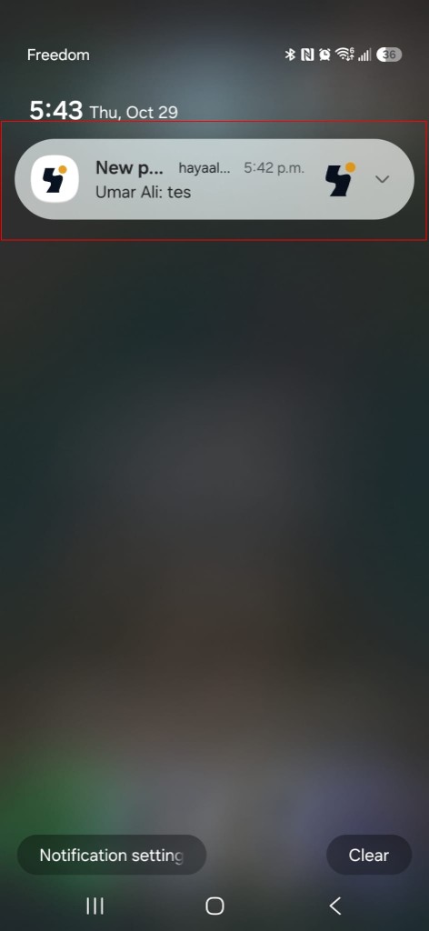 HAF Messenger push notification on Android lock screen